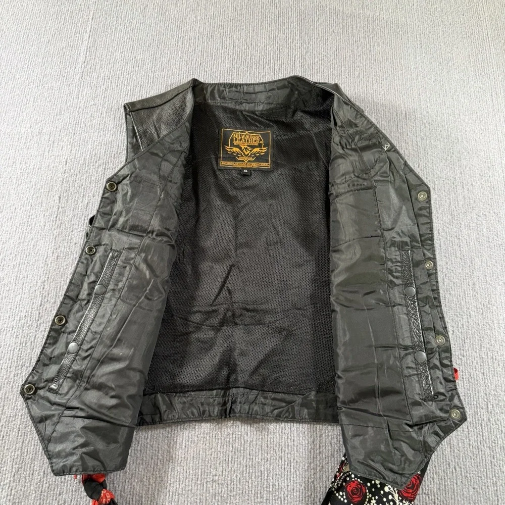 Milwaukee‎ Leather Womens Black Naked Leather XL Lace Vest * - Picture 7 of 11